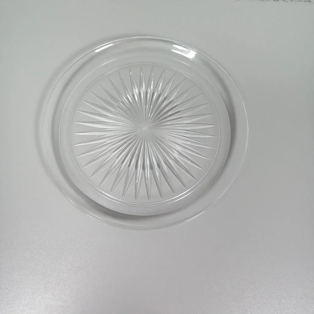 Vintage Clear‎ Pressed Glass Sunburst Starburst Pattern Round Accent Plate 7.75